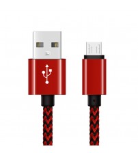 Nylon Surface USB Data Cable, Full Speed Android Series USB Connector, Red Color
